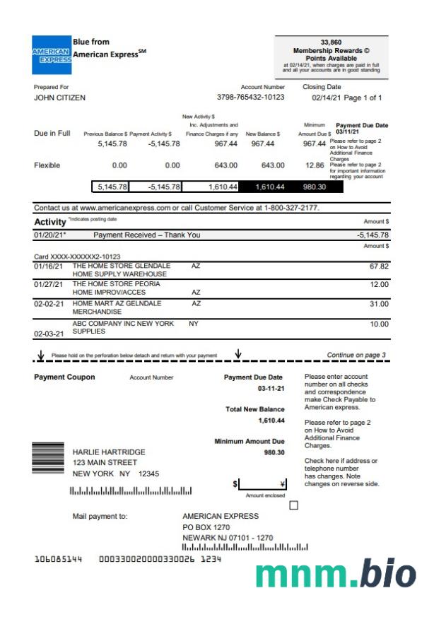 USA Nevada State Bank Business checking wyciąg 4 strony